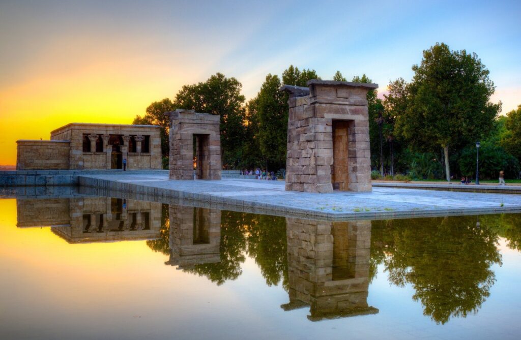 An ancient Egyptian temple in the middle of Madrid? Yup. Gifted to Spain, it’s a surreal spot, especially at sunset when the views are magical. Entry is free, but check hours as it’s limited.
