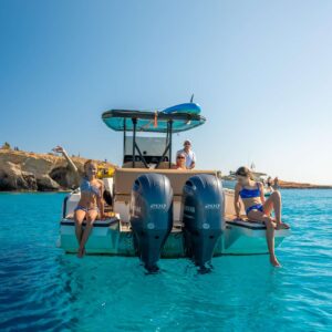 Cruise the stunning coastlines of Ayia Napa and Protaras on a private luxury yacht with an open bar and water toys. Book your private escape today!
