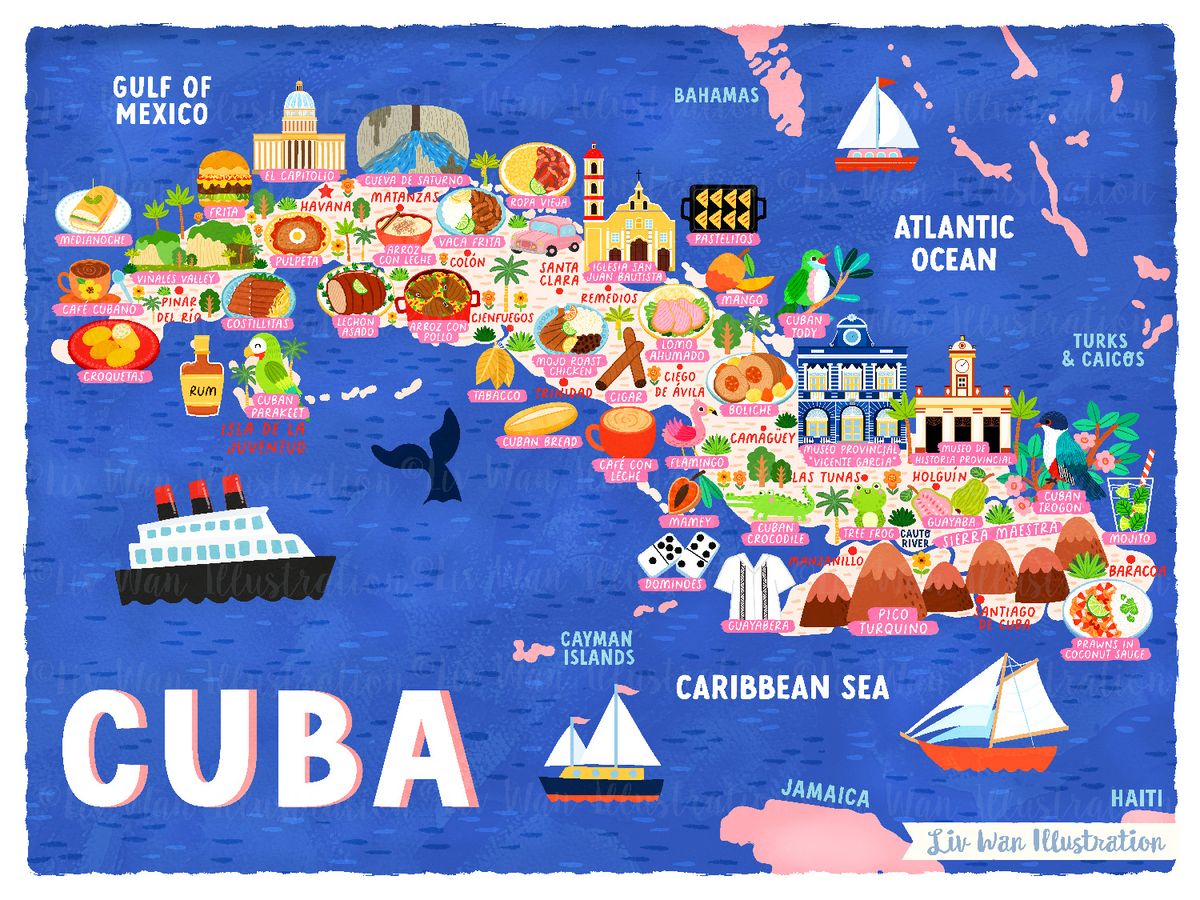 cuba cartoon map