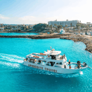 Sail from Protaras on a 3-hour cruise to the Blue Lagoon and Turtle Cove. Enjoy swimming stops