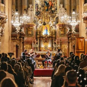 Experience an enchanting evening of classical music by Mozart and Bach in the stunning underground vaults of Vienna's St. Peter's Church. Book your tickets now!